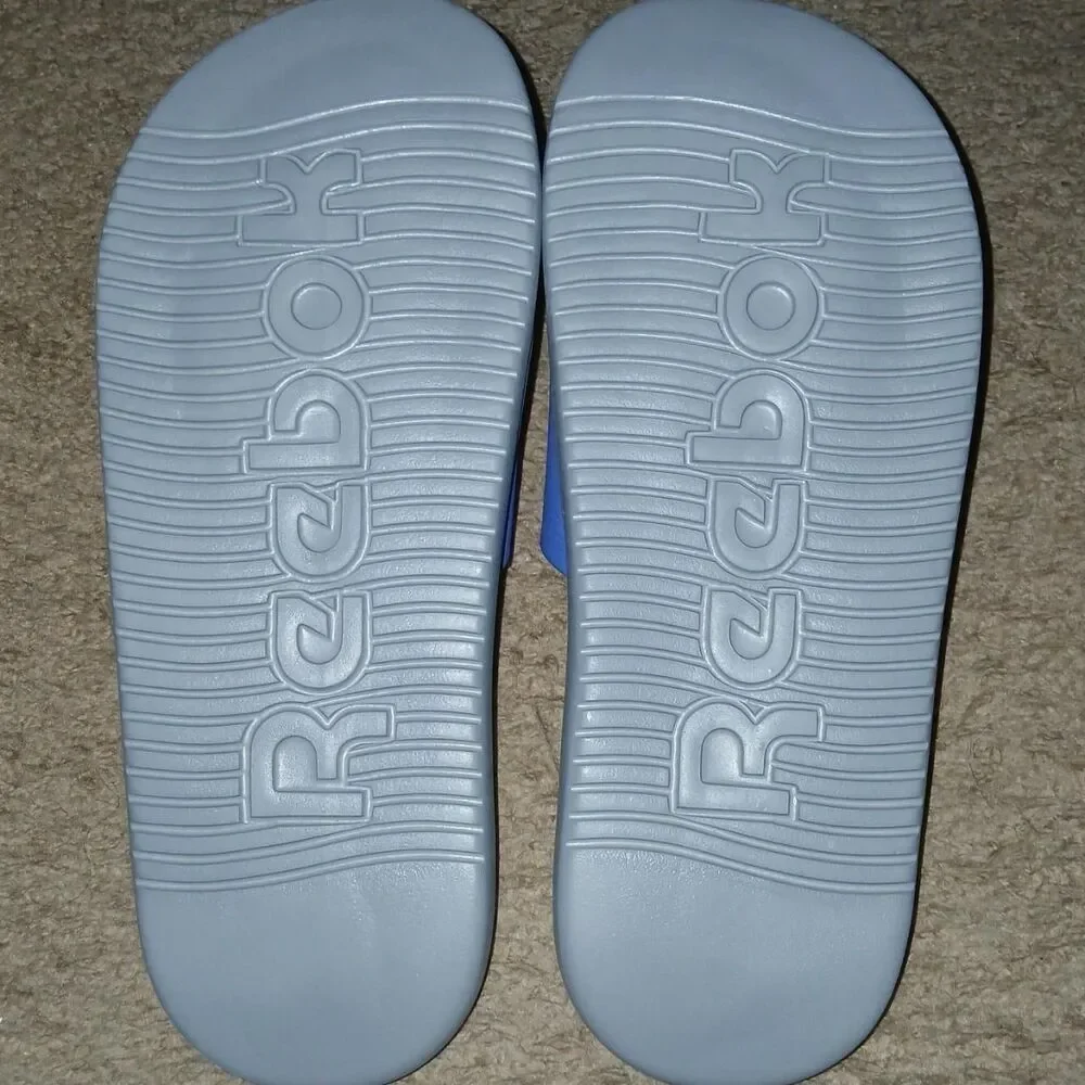 Reebok Men's Blue and Grey Slides